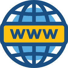 Icon of a globe with blue grid lines representing the earth, featuring a yellow rectangle in the center displaying WWW in blue. This symbolizes the World Wide Webs power to connect and self-advocate for inclusivity and DiversAbility on a global scale.