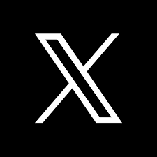 A bold, white letter X on a solid black background, featuring straight, clean lines with slightly stylized angles.